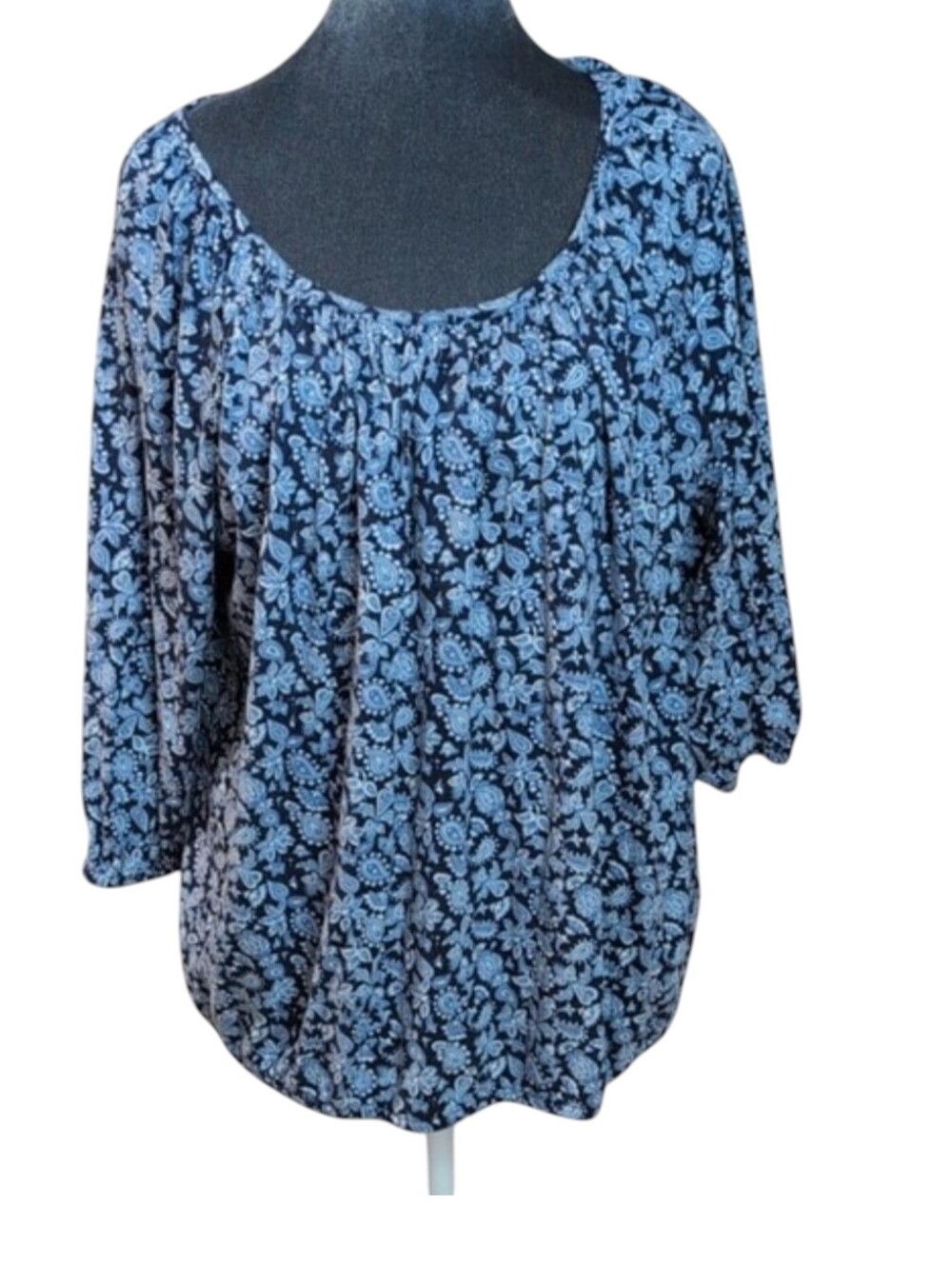 Michael Kors Blue Paisley Print 3/4 Sleeve Blouse Top Size 2X